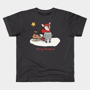 Cute fox on a  Christmas card Kids T-Shirt